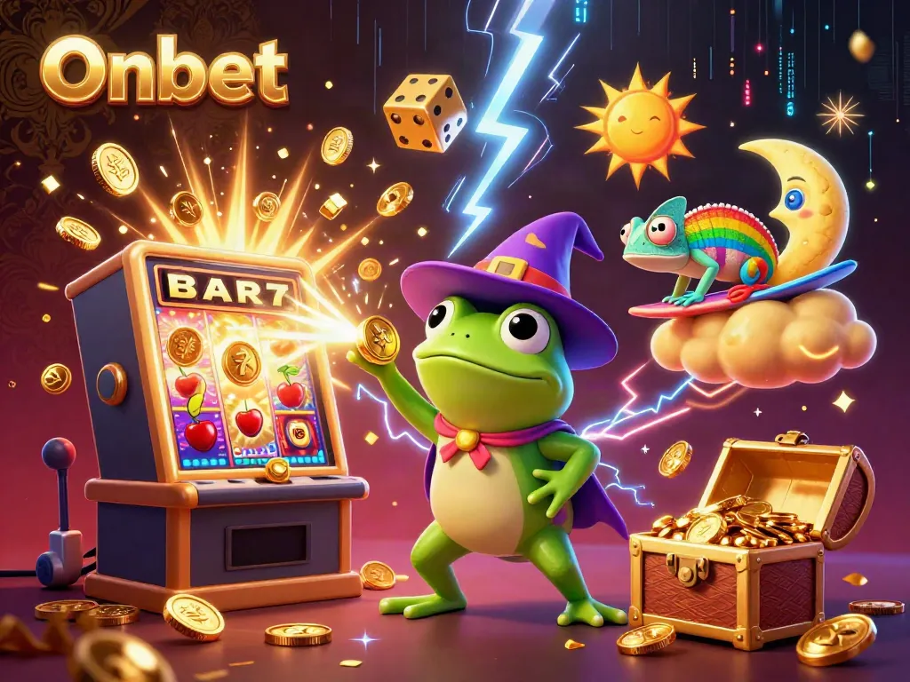 Explore the exciting Onbet casino world with vibrant characters and dynamic gaming elements in this captivating 3D illustration.