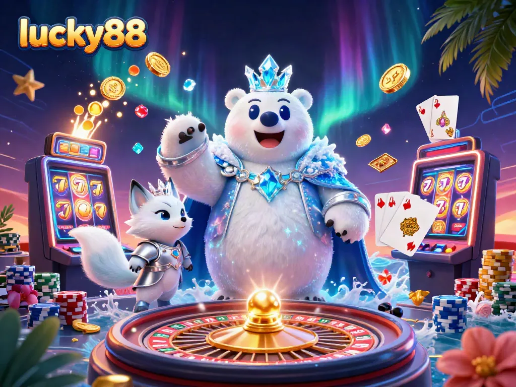 Engage in the lucky88 slot experience with vibrant 3D illustration highlighting thrilling casino elements.