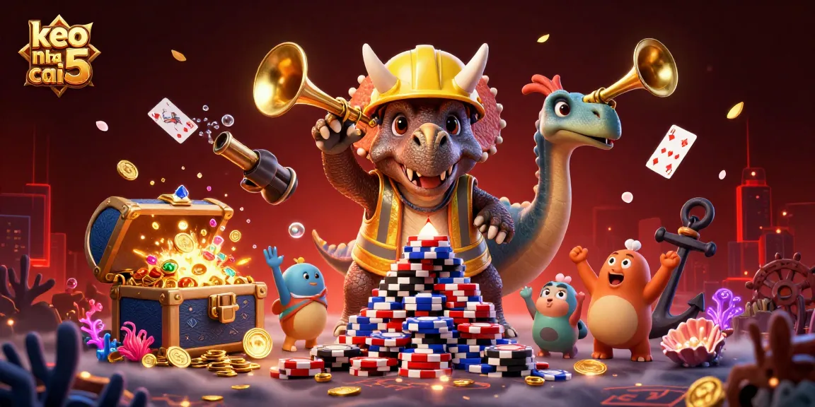 Join the fun with keo nha cai 5 as vibrant characters celebrate wins in a colorful online casino scene.