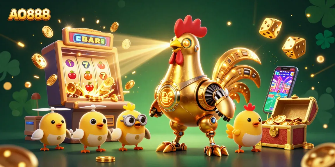 Experience thrilling wins at AO888 with a vibrant casino scene featuring dynamic characters and jackpot excitement.