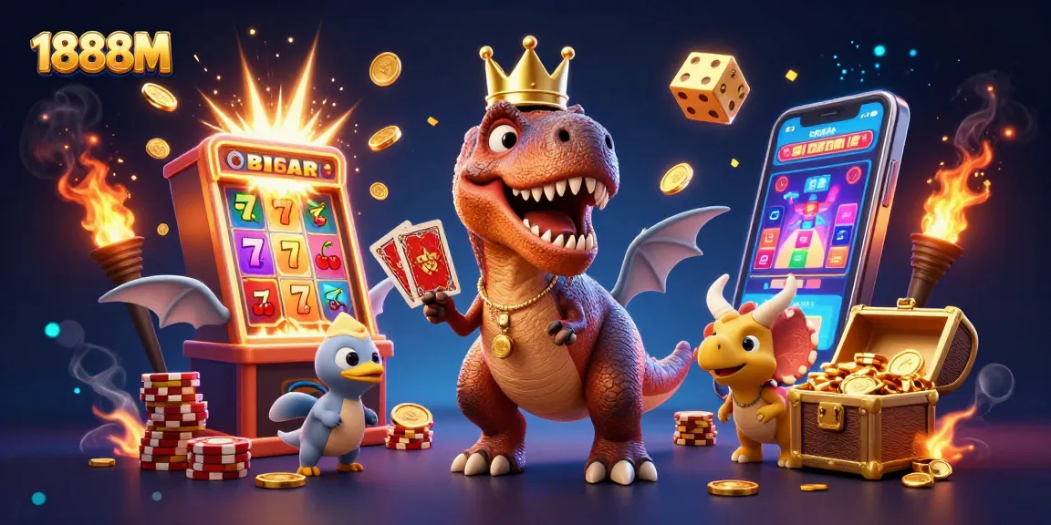 Experience thrilling wins at 1888M with a joyful T-Rex and exciting casino gameplay!