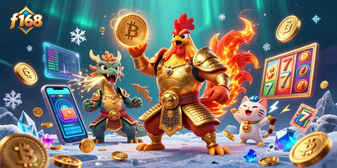 Engage in the excitement at F168 with this colorful casino-themed illustration showcasing games, wins, and vibrant characters.